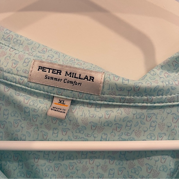 PETER MILLAR GOLF POLO SHIRT -XL- WHITE BLUE COCKTAIL WINE DOT SUMMER COMFORT - Picture 9 of 9